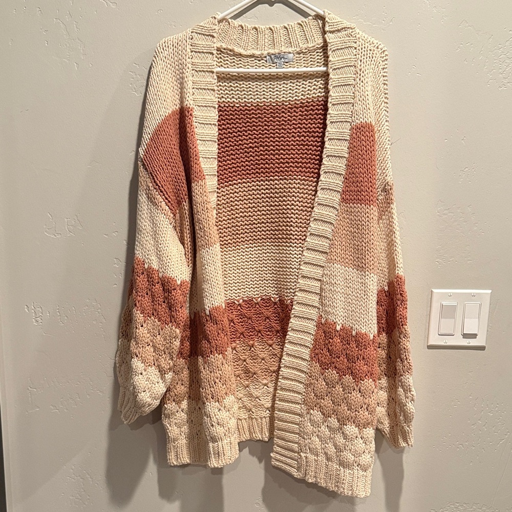 Polagram Multicolor Knit Open Cardigan
